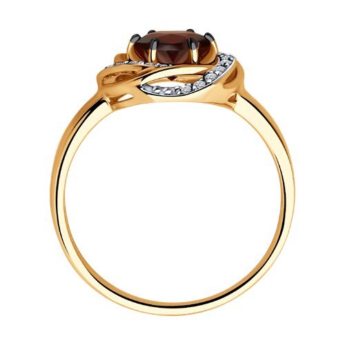 Кольцо золотое с гранатом и фианитами «Вихрь страсти» Соколов (арт.51-310-02281-2)