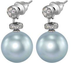 Серьги из серебра с жемчугом и кристаллом swarovski (Арт.abs-12-12-27-s)
