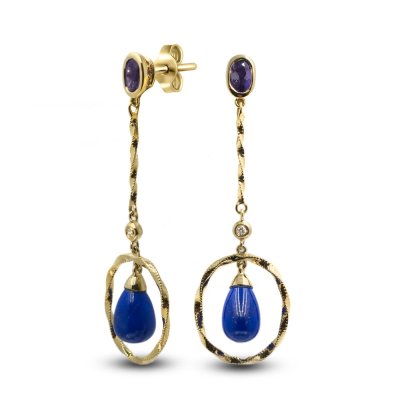 Серьги с лазуритом и аметистом «La Nordica» из серебра с позолотой MyJewels (арт.90915056)