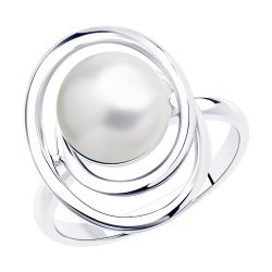 Кольцо из серебра с жемчугом (Арт.94013292)