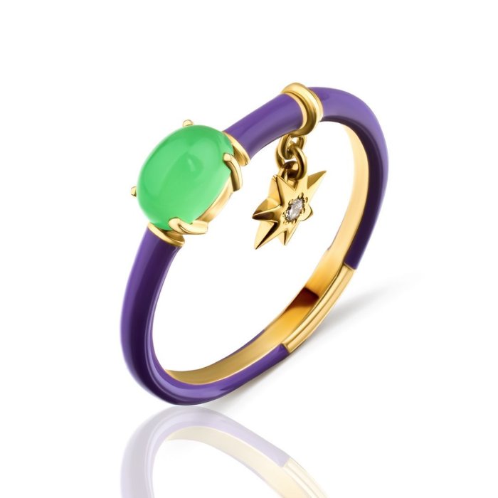 Кольцо из золота с агатом и бриллиантом Русские Самоцветы (Арт.88833)