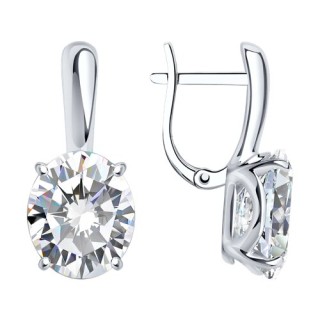 Серьги из серебра с фианитом «Сияние классики» Соколов (арт.94022275)