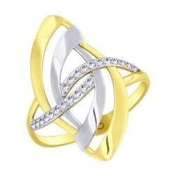 Кольцо из желтого золота с фианитами (Арт.018072-2)