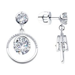 Серьги из серебра с фианитами (Арт.94023477)