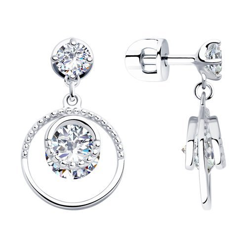 Серьги из серебра с фианитами (Арт.94023477)