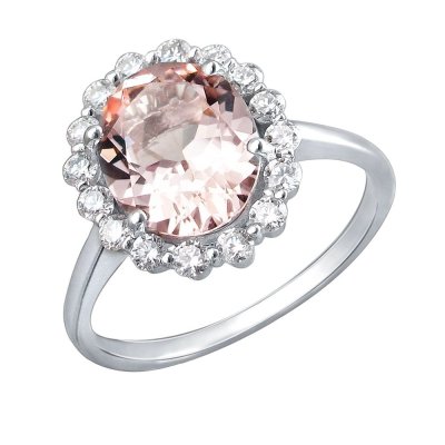 Кольцо с бриллиантами и морганитом «Garden Aura» из белого золота Estet (арт.01К625922-2)