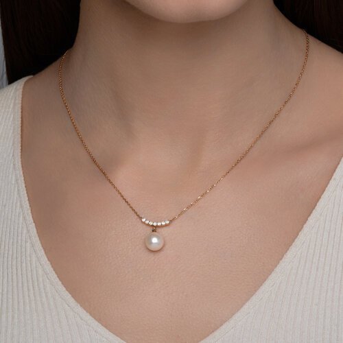 Колье золотое пробы 585 с жемчугом (Арт.797099)