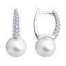 Серьги из серебра с жемчугом и фианитами (Арт.94026028)