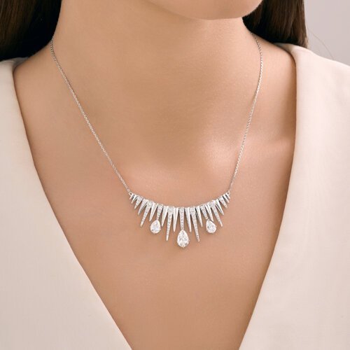 Колье из белого золота с бриллиантами выращенными (Арт.9070079-3-5)