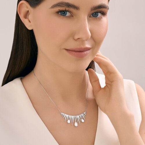 Колье из белого золота с бриллиантами выращенными (Арт.9070079-3-5)