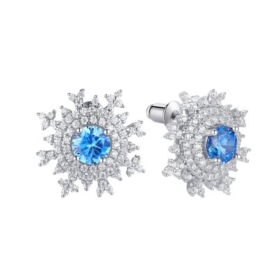 Серьги серебряные с фианитами «Ледяная Королева» Fresh Jewelry (арт.CZ-E02926-X-W-AQ-X-W)