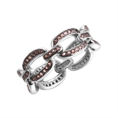 Кольцо с фианитами «Brown Chain» серебро 925 Fresh Jewelry (арт.CZ-R02920-X-WB-X-X-BR)