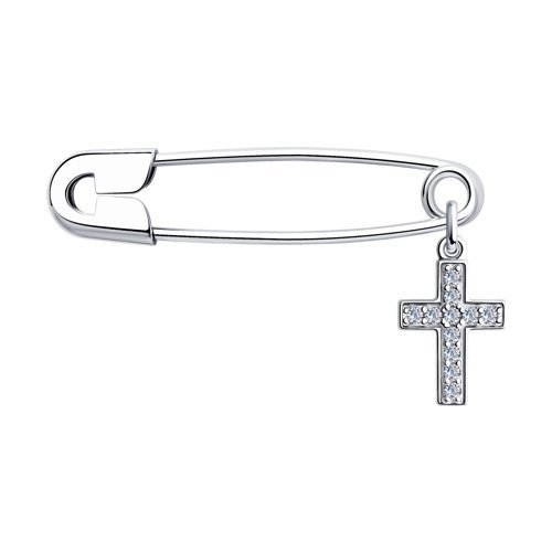 Брошь из серебра с фианитами (Арт.94040234)