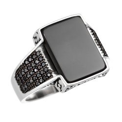 Кольцо из серебра с агатом и фианитом (Арт.hl-r5020r17-x-w-b-x-b)