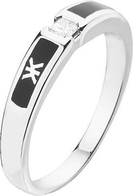 Кольцо из белого золота с бриллиантом и эмалью (Арт.dkl40tkln)