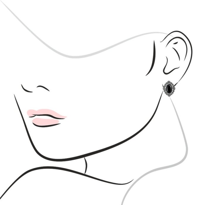 Серьги серебряные с ониксом и марказитом «Крылья ночи» MY JEWELS (арт.220823-39_oniks_markazit)