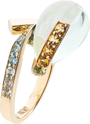 Кольцо из золота с топазом и флюоритом (Арт.sy009jdv)