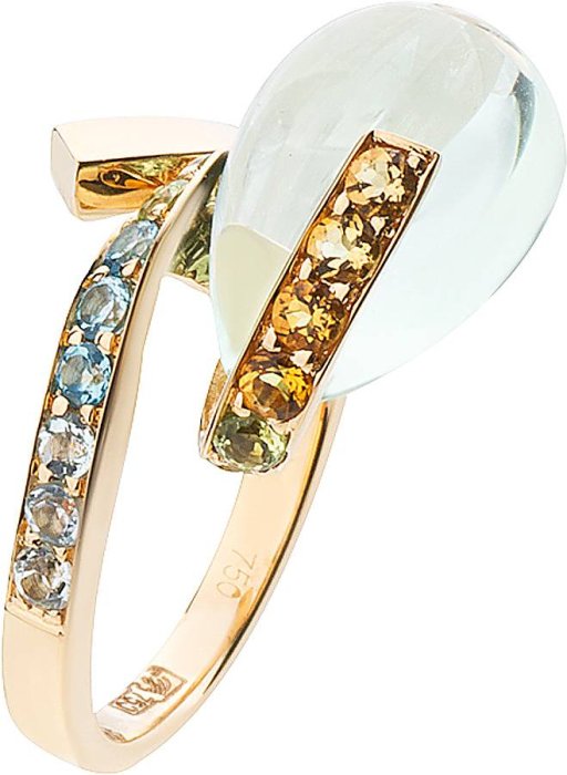 Кольцо из золота с топазом и флюоритом (Арт.sy009jdv)