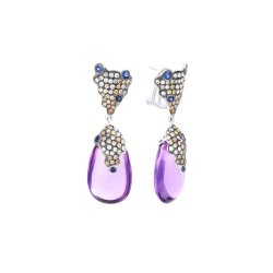 Серьги из белого золота с аметистом и бриллиантом (Арт.e500655ame001_sr_dc_sa_am_wg)