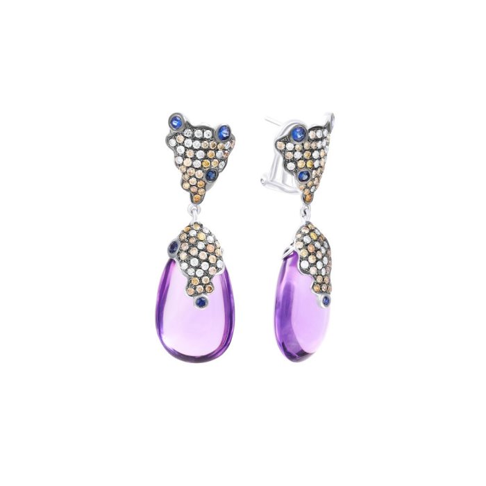 Серьги из белого золота с аметистом и бриллиантом (Арт.e500655ame001_sr_dc_sa_am_wg)