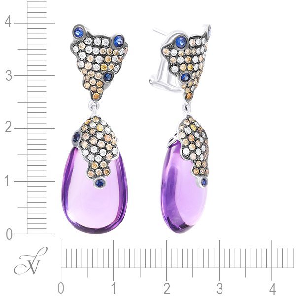 Серьги из белого золота с аметистом и бриллиантом (Арт.e500655ame001_sr_dc_sa_am_wg)