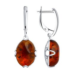 Серьги из серебра с янтарём (Арт.83020314)