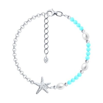 Браслет из серебра с полудрагоценными вставками (Арт.94-350-00028-1)