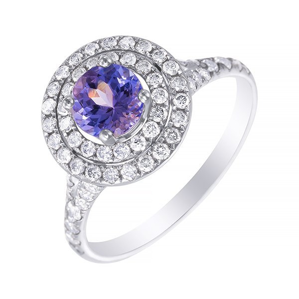 Кольцо из белого золота с бриллиантом и танзанитом (Арт.khae_1004_ko_ta_wg)