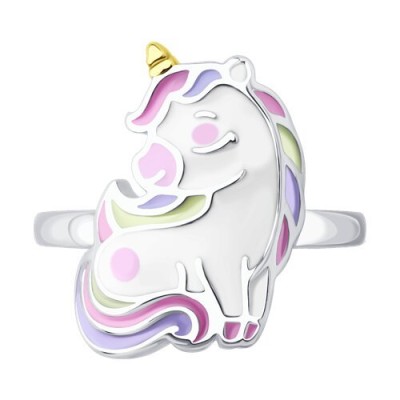 Кольцо из серебра с эмалью «Волшебный Единорог» Соколов (арт.94014472)