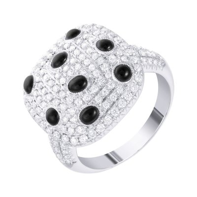 Кольцо из белого золота с бриллиантом и ониксом (Арт.mr15484y-4_ko_ox_wg)