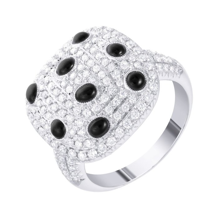 Кольцо из белого золота с бриллиантом и ониксом (Арт.mr15484y-4_ko_ox_wg)