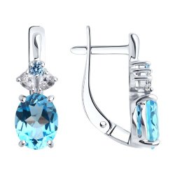 Серьги из серебра с топазами и фианитами (Арт.92022868)