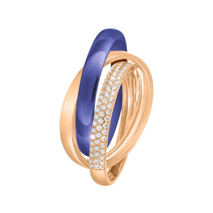 Кольцо из серебра с керамикой и куб. цирконием (Арт.tc-r00663-bl-g-x-x-w)