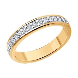 Кольцо из золочёного серебра с фианитами (Арт.93-110-01549-2)