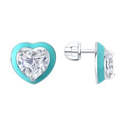 Серьги из серебра с фианитами и эмалью (Арт.94027136)