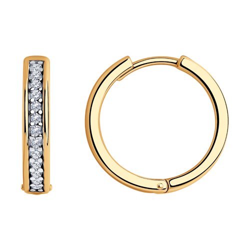 Серьги из золочёного серебра с фианитами (Арт.93-120-01549-2)