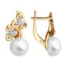 Серьги из золочёного серебра с жемчугом и фианитами (Арт.93-320-02080-1)