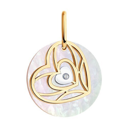Подвеска из золота с бриллиантом и перламутром (Арт.1030843)