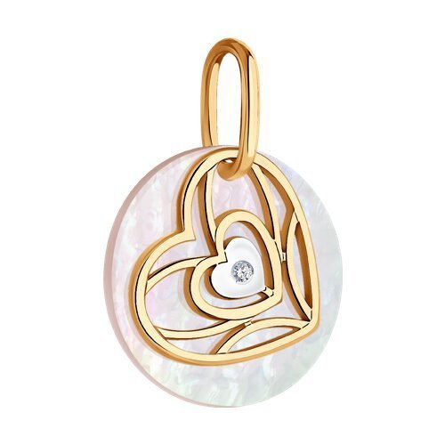 Подвеска из золота с бриллиантом и перламутром (Арт.1030843)