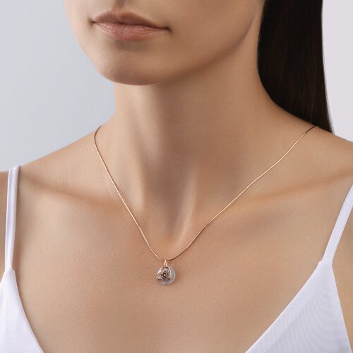 Подвеска из золота с бриллиантом и перламутром (Арт.1030843)