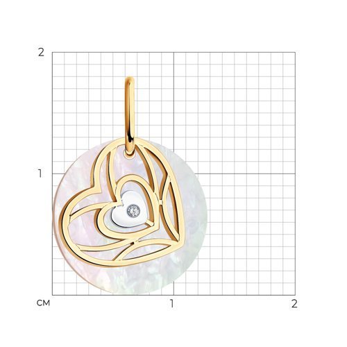 Подвеска из золота с бриллиантом и перламутром (Арт.1030843)