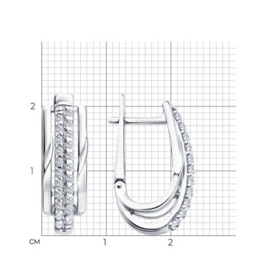 Серьги из серебра с фианитами «Линии сияния» Соколов (арт.94027537)