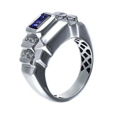 Кольцо из белого золота с бриллиантом и танзанитом (Арт.x13r1208c731_ko_ta_wg)