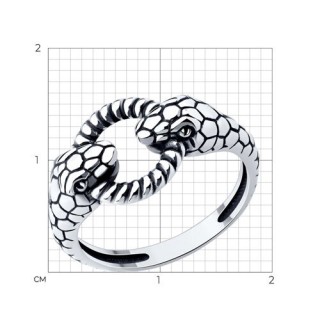Кольцо из серебра с чернением «Двойная Змея» Соколов (арт.95-110-02293-1)