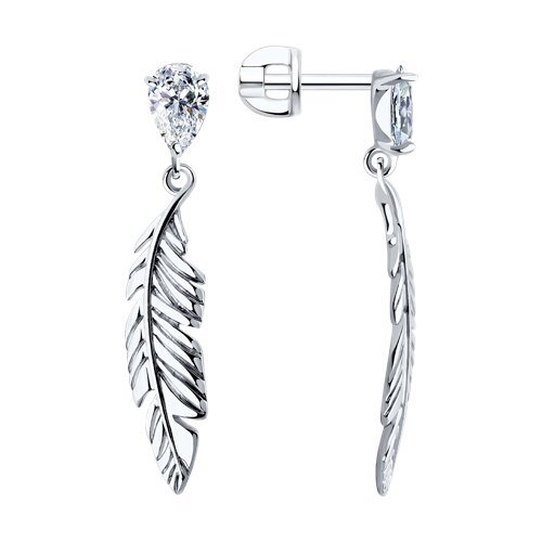 Серьги из серебра с фианитами (Арт.94026436)