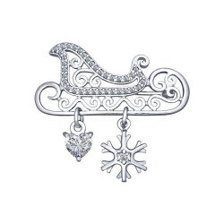 Брошь из серебра с фианитами (Арт.94040133)