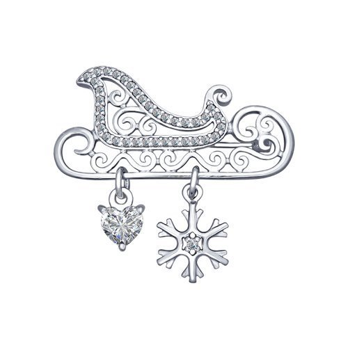 Брошь из серебра с фианитами (Арт.94040133)