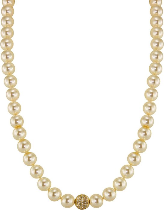 Ожерелье из серебра с жемчугом и куб. цирконием (Арт.91l-gk-5)