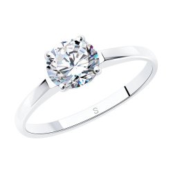 Серебряное помолвочное кольцо с фианитом (Арт.94010279)