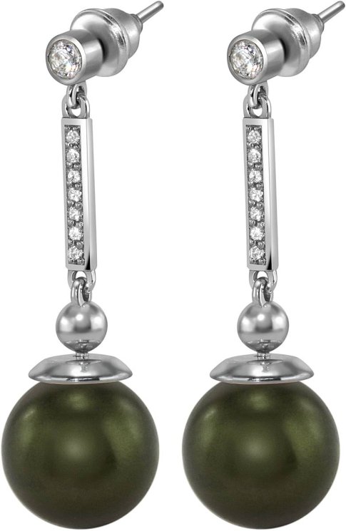 Серьги из серебра с жемчугом и кристаллом swarovski (Арт.aas-6-b-12-34-s)